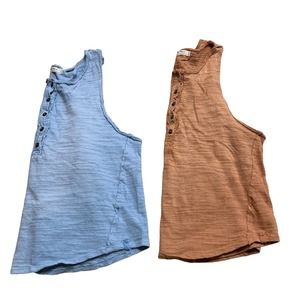 We The Free Pack of 2 Racerback Boho Tank Top Casual Distressed XL